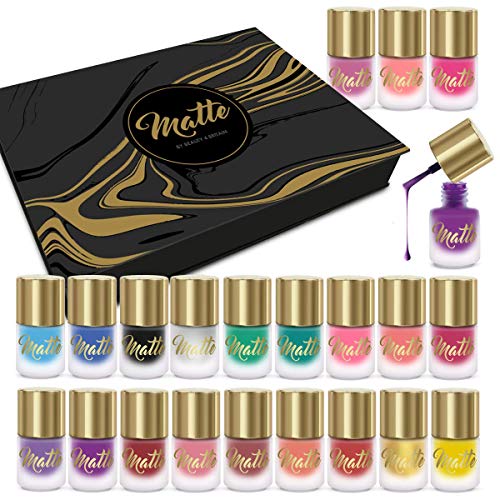 Matt Nagellack Set 21 Nagellack 21 Verschiedene Farbtöne Luxus Schwarz & Goldene Box – Bild 6