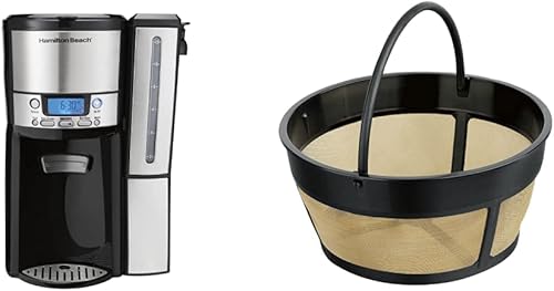 Hamilton Beach (47950) Cafetera con capacidad de 12 tazas y cafetera de almacenamiento interno, estación de preparación, filtro permanente de tono