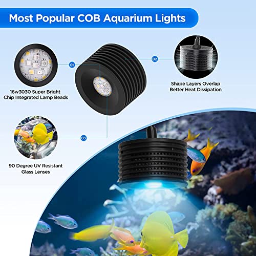 Image of Lominie LED Aquarium Light, Full Spectrum Fish Tank Clip-on Saltwater Planted Light With Adjustable Gooseneck for Coral Tanks, Dimmable Nano Refugium Supports Remote WiFi