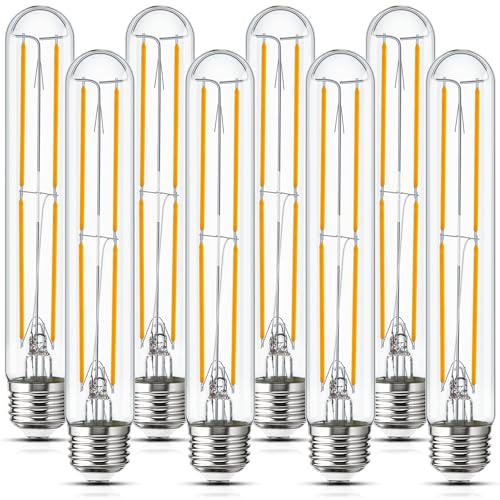 Image of Tubular Light Bulb 7.3 Inch Dimmable T10 LED Bulb E26 6W 60 Watts Edison Bulbs 2700K Solf White,185mm Long for Wall Sconces, Pendant, Livingroom, 8-Pack