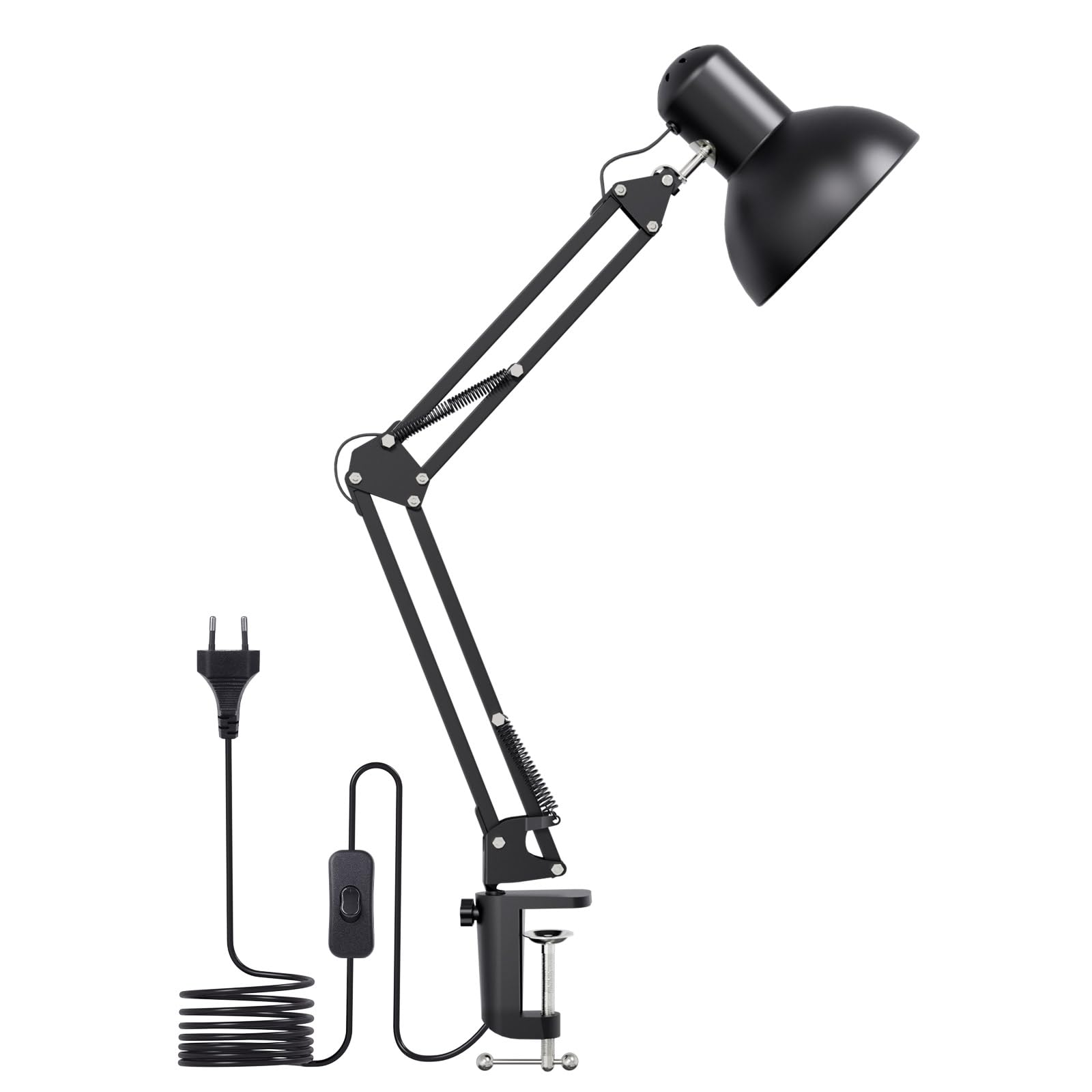Lepro Schreibtischlampe Retro, Klemmbare Tischlampe E27, LED Büro Leselampe Nachttischlampe Verstellbare, Gelenk-Arm, schwenkbar, Tageslichtlampe Schreibtisch leuchte, HxBxT: 38 x 15 x 27cm, Schwarz
