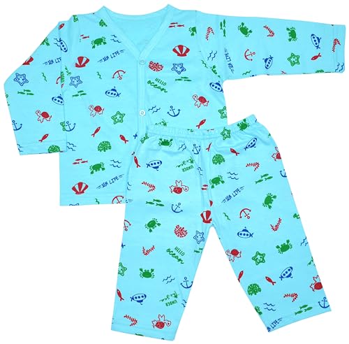Image of Dreamee Fashions - Newborn Baby Boys and Baby Girls Full Sleeve Dress Sets, 100% Cotton Jhabla Sets, Pack of 3 (Prints May Vary)