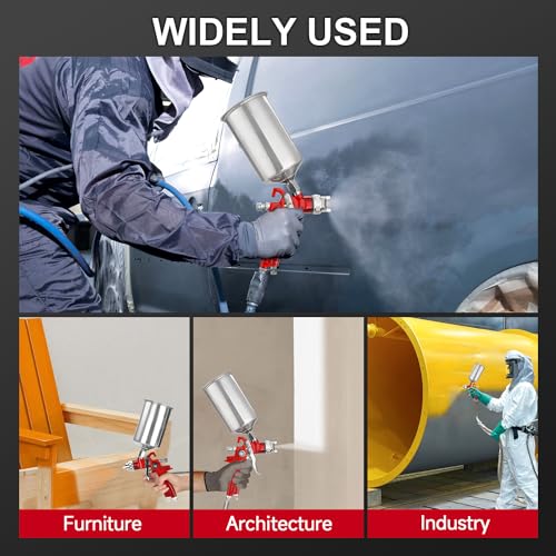 YXGOOD Body Repair Paint Spray Guns Kit with 1.4mm 1.7mm 2.5mm Nozzles, 1000cc Aluminum Cup, Auto Paint Spray Gun Set for Car Prime, Furniture Surface Spraying, Wall Painting by YXGOOD - Image 7