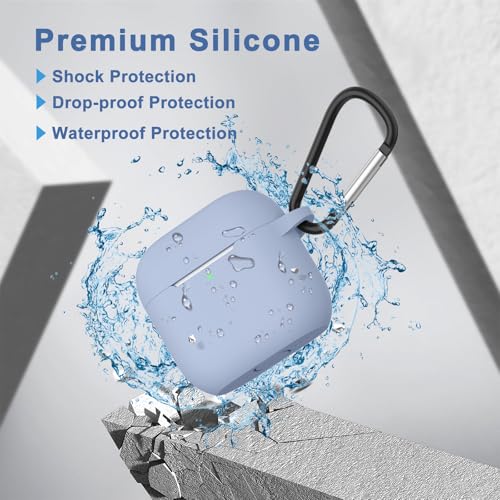 Image of Tobfit Case for AirPods 4 Case Cover 2024 with Lanyard & Keychain, Soft Silicone Protective Case for Apple AirPods 4th Generation, Full Protection, Support Wireless Charging - Denim Blue
