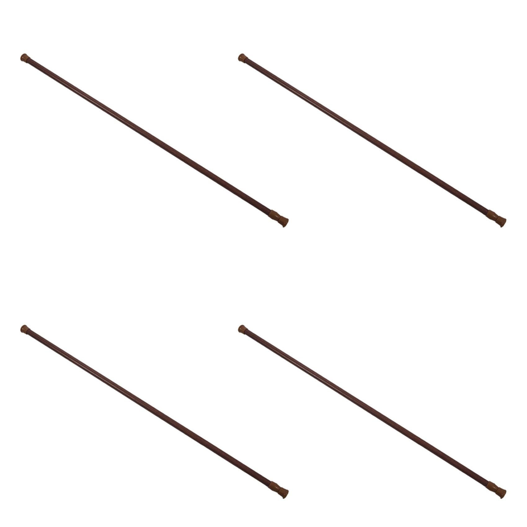Hndhbfgrt 4X Extendable Telescopic Spring Loaded Net Voile Tension Curtain Rail Pole Rods,70-120cm,Wood Color