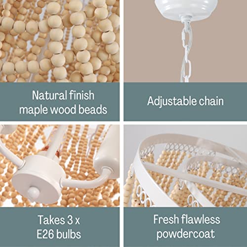 Arielle Beaded Chandelier Light Fixture: Boho, Wood Beaded, Coastal Chandelier - Image 8