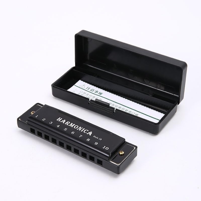 Luteti Harmonica Mouth Organ 10 Hole C Key with Case, Diatonic Harmonica for Professional Player, Beginner, Students gifts, Adult, Friends, Gift Black-picture-14