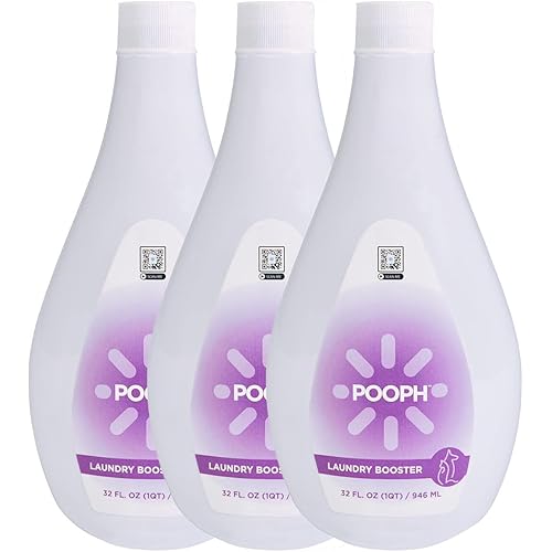 Pooph Laundry Additive, 32oz, 3-Pack (48 Loads) - Dismantles Odors on a Molecular Basis, Dogs, Cats, Freshener, Eliminator, Urine, Poop, Pee, Deodorizer, Natures, Puppy, Fresh, Clean, Furniture, Potty