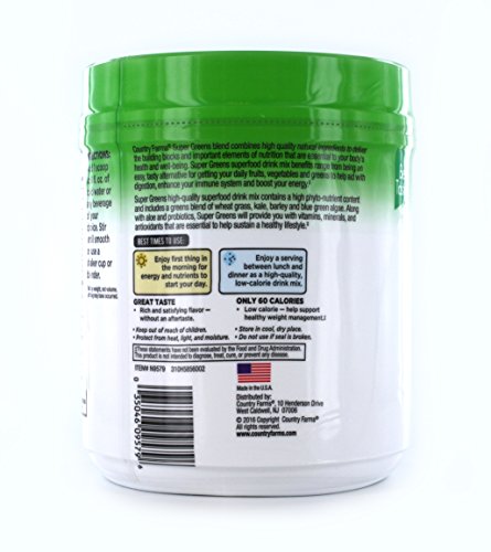 Country Farms 30 Servings Super Greens Drink Mix Natural Flavor, 21.2 Ounce