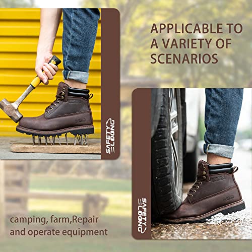 SAFETY LOONG Steel Toe Work Boots for Men, 6-Inch Non Slip Comfortable Leather Waterproof Industrial Construction Safety Workboots 13 by SAFETY LOONG - Used condition - Image 7