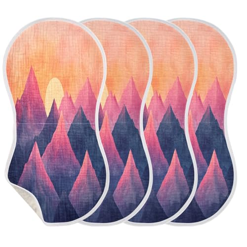 Mountain Sunset Plant Burp Cloths Cotton Baby Washcloths,Large 22x11in Burping Cloth Absorbent and Soft for Newborn Baby Boys and Girls,4 Pack3