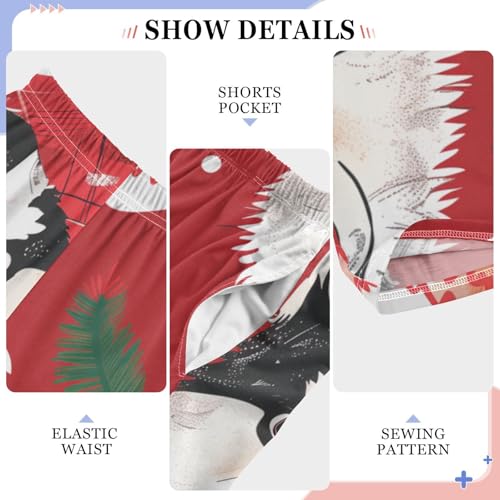 Christmas Husky Pine Branches Boys Long Pants Soft Trousers Elastic Waist Kids Lounge Bottoms with Pockets S-XL4