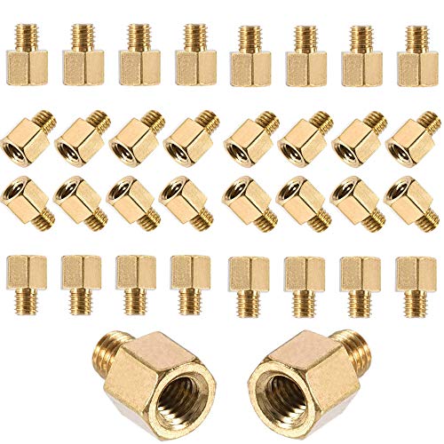 SamIdea 50Pack M4 x 10mm 6mm Male to Female Thread Hexagon Hex Brass
