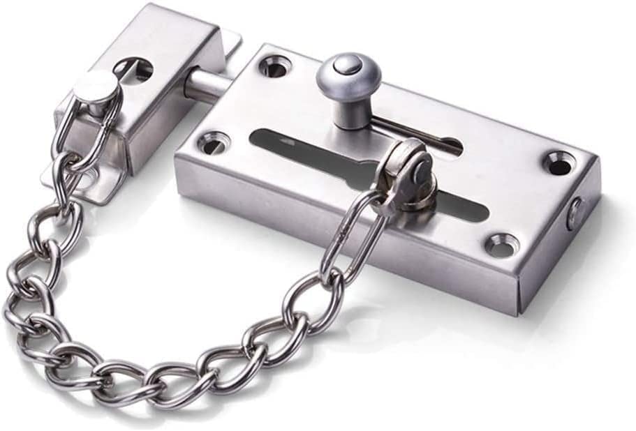 Türkette aus Edelstahl, Sicherheitstürkette aus Edelstahl for den Innenbereich, silberfarben, mit 2 Zoll Belüftungsspalt
