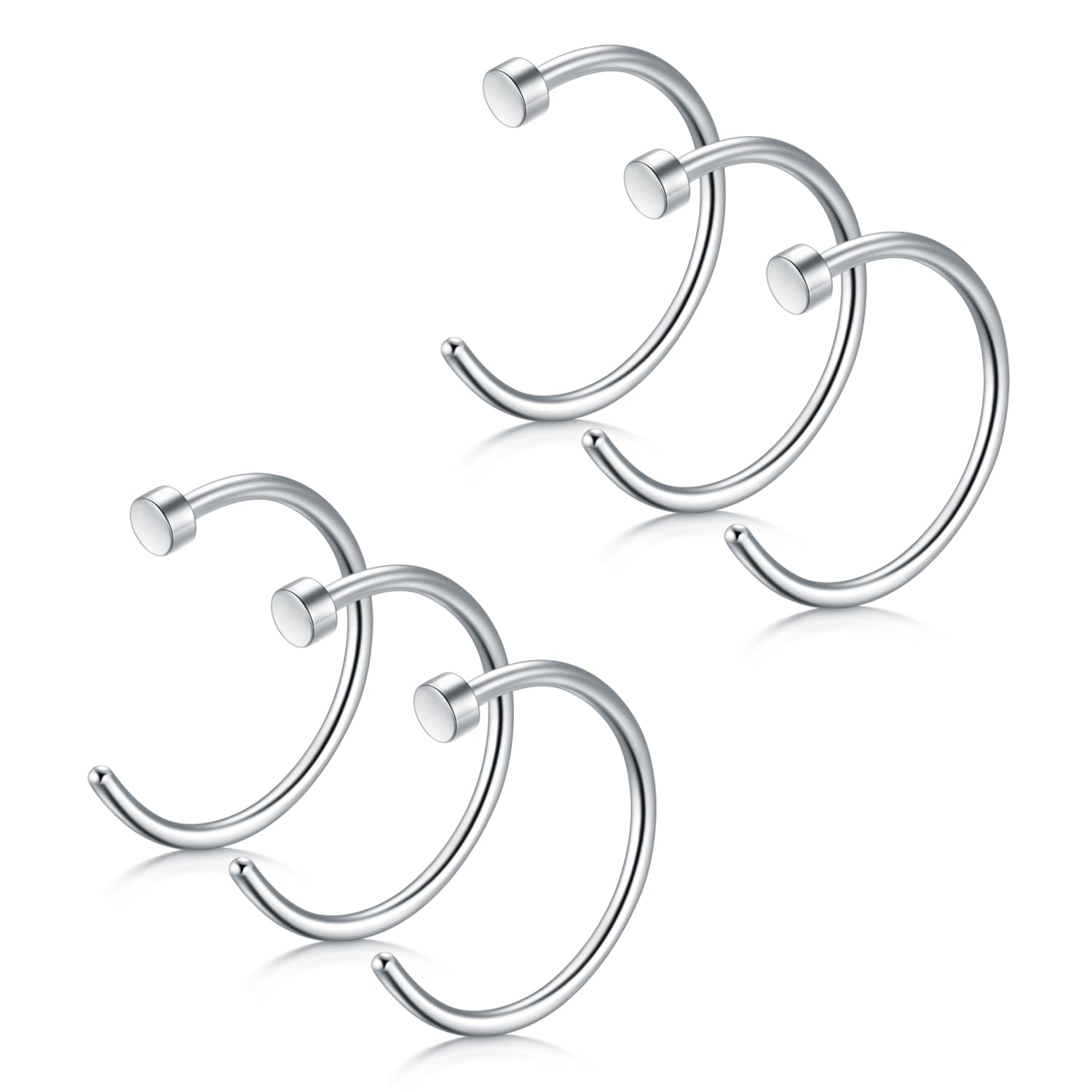 Briana Williams Fake Nariz Anillos Hoop-20G 18G 16G Nariz Aro Anillo 6mm/8mm/10mm/12mm Nariz Piercing Labio Septum Anillo Arete Faux Joyería Piercing del Cuerpo 6 Piezas — view 3