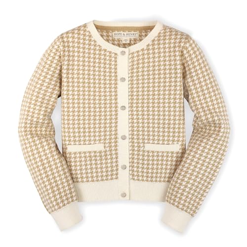 Image of Hope & Henry Girls' Long Sleeve Fancy Cardigan Sweater with Stripe Trim