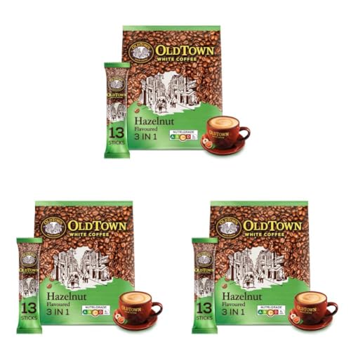 Image of Old Town White Coffee Hazelnut 3 in 1 Instant Premix White Coffee 15 Stick (15 X 31.6g), Packet 474g (Pack of 3)