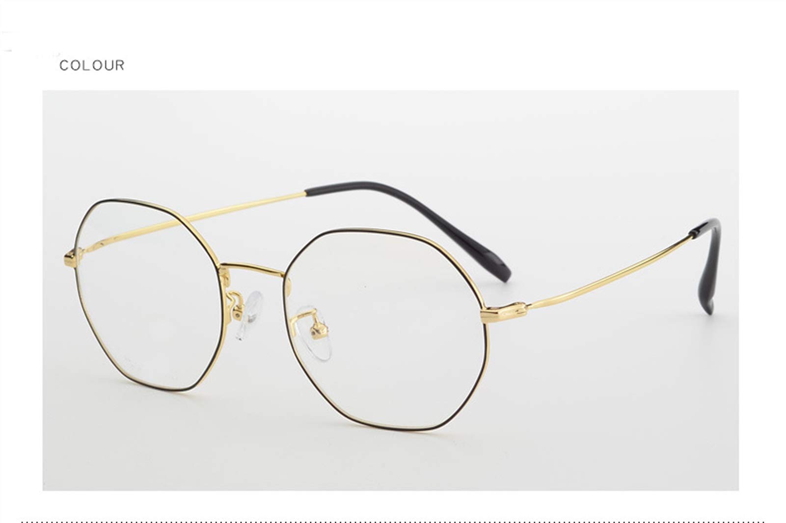 Blaulichtfilter Brille Polygon Brillengestell Aus Reinem Titan for Damen Strahlenschutzbrille Weibliche Runde Gesichtsbrille Anti-blaues Licht Und Flaches Licht Ideal for Spiele, Computer Und Lesen
