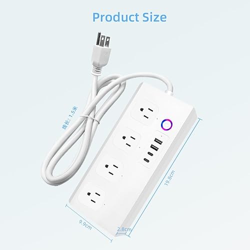 Miniatura 7 de XENON Regleta de alimentación inteligente Protector de sobretensiones con 4 salidas de CA controladas individualmente y 4 puertos USB, compatible