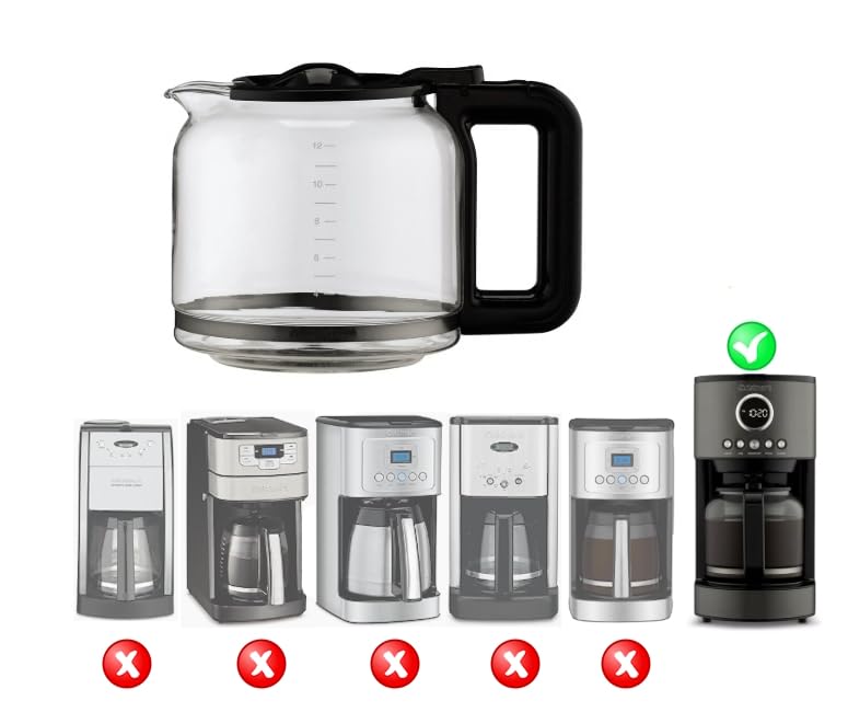Carafe Replacement for the Cuisinart 12-Cup Glass Coffee Carafe Model DCC-1220BKSWM ONLY - Black Handle/Lid