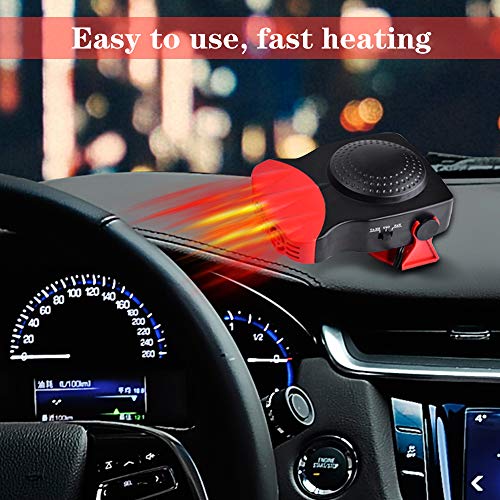 New Upgrade Portable Car Heater,Dimensin 30 Seconds Fast Heating Quickly Defrosts Defogger 12V 150W Auto Ceramic Heater Cooling Fan 3-Outlet(Red) #TOP3