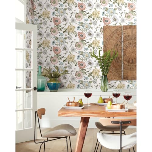 Papier peint coquelicots sans colle pour mur abîmé locataire