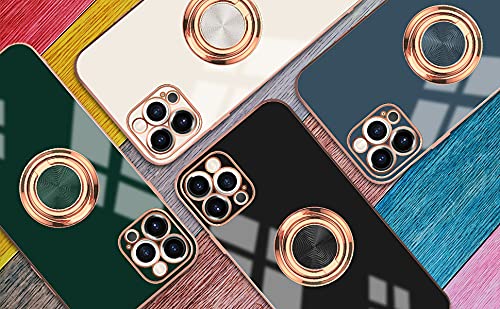 Coque iPhone 13 Pro or rose avec anneau rotatif et support magnétique