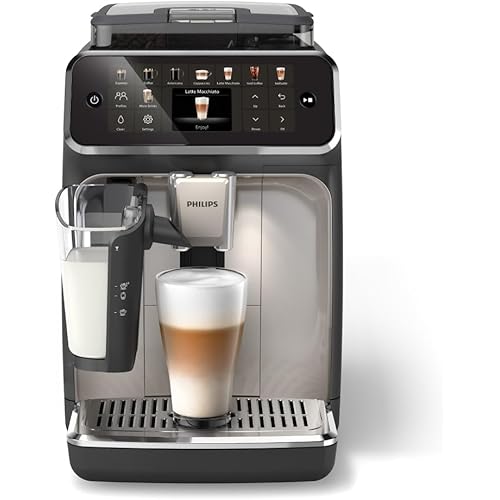 PHILIPS 5500 Series Fully Automatic Espresso Machine - LatteGo Milk System, Integrated Grinder, 20 Hot & Iced Coffee Pre-Sets, Quick Start, SilentBrew, 15-Bar Pressure, Black Chrome (EP5544/94)