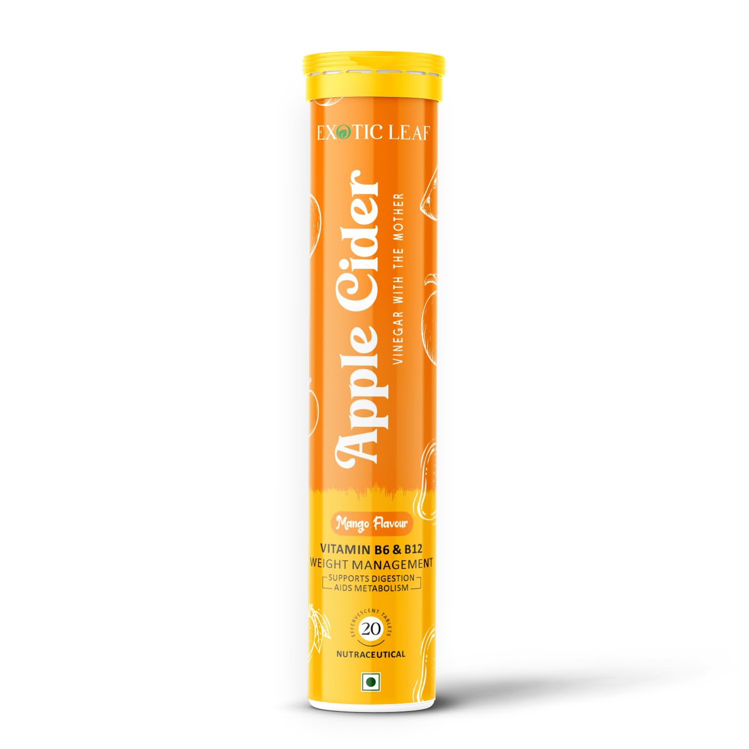 Exotic Leaf Apple Cider Vinegar Effervescent Tablets | Mango Flavour | With the Mother | Supports Digestion, Detox, Metabolism & Weight Management | 20 Tablets-picture-14