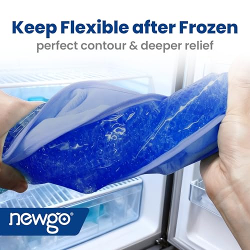 Image of NEWGO Ice Pack for Neck Pain Relief With Strap, Reusable Cold Pack Wrap for Injuries, Sports, Swelling, Cervical Surgery Recovery - 24.8 inch x 4.13 inch - Navy Blue