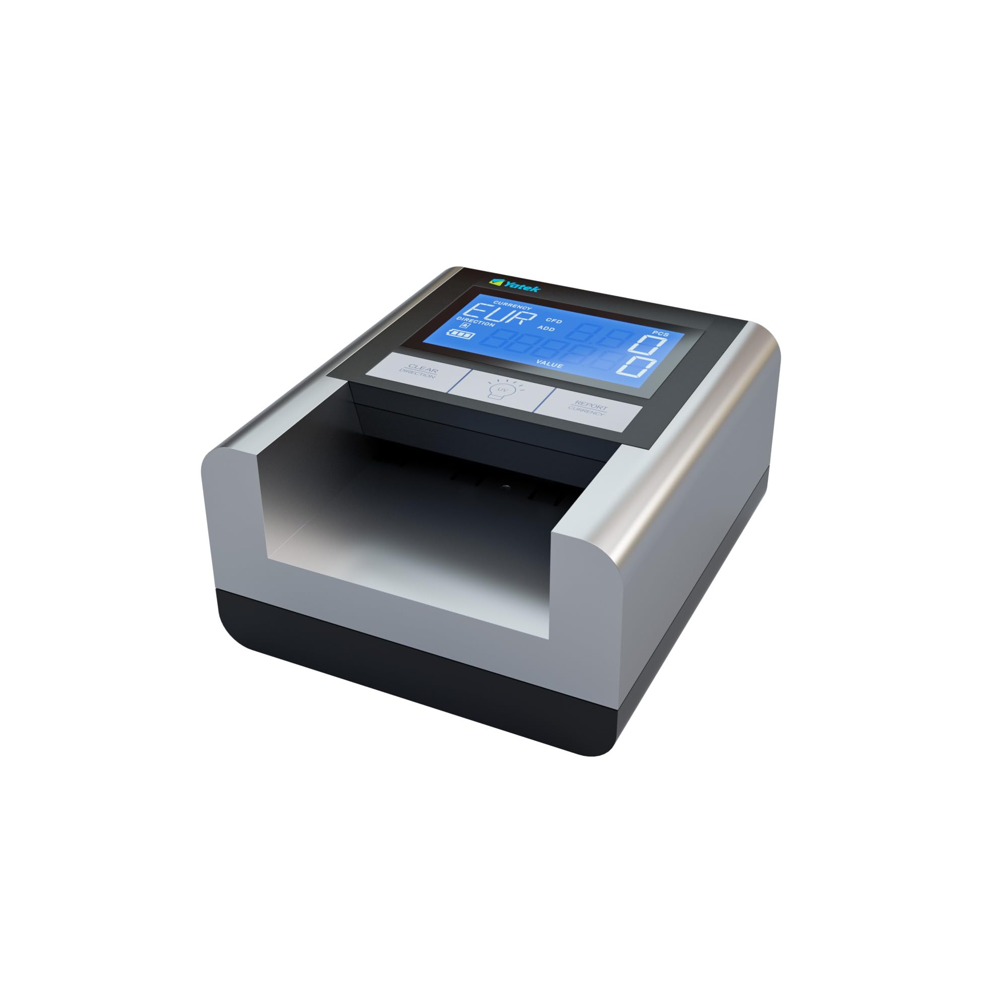 YATEK Rilevatore di banconote false EC500 con batteria inclusa e lampada UV per rilevamento assegni e carte di credito, pronto per tutte le nuove banconote Euro
