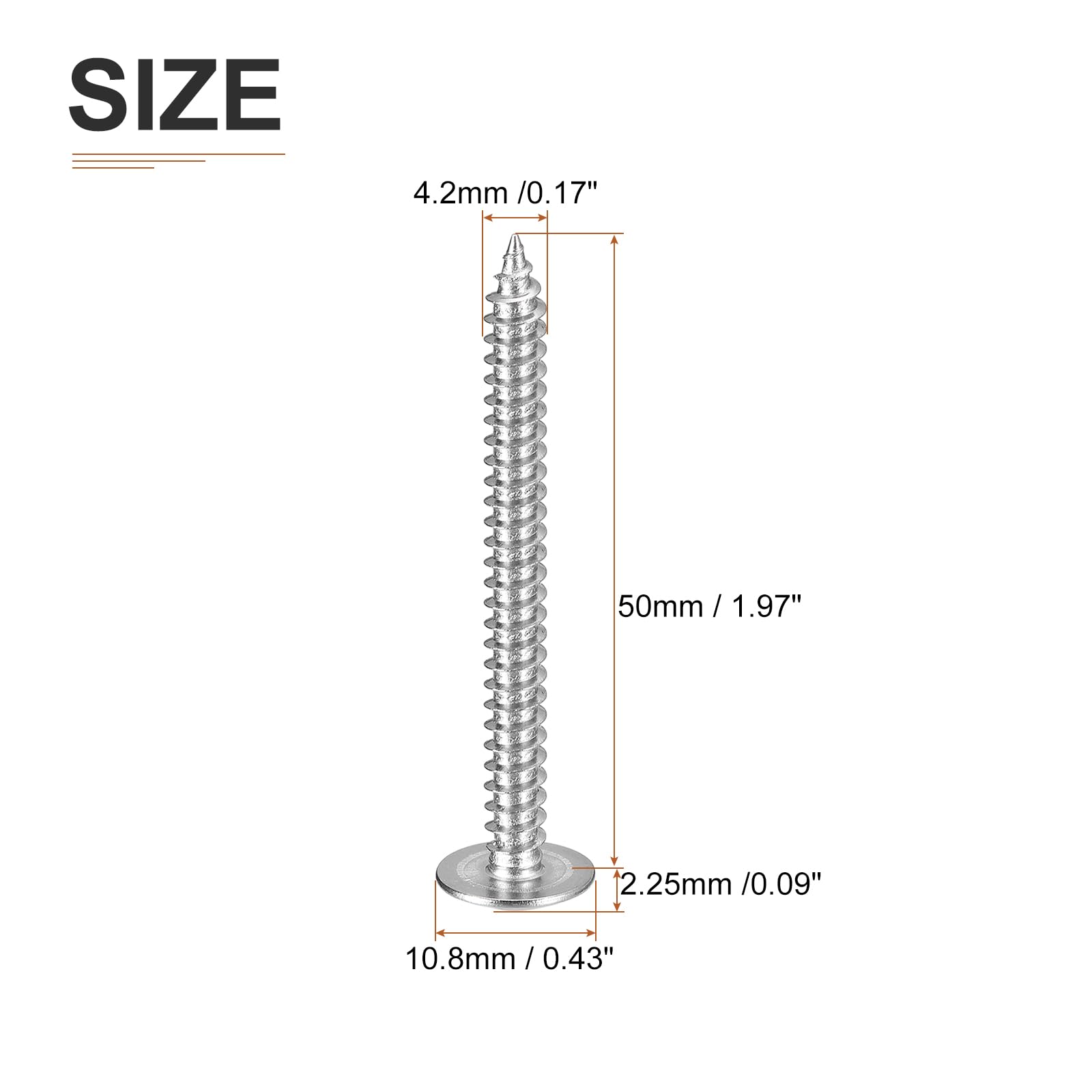 DTGN #8x2 Sheet Metal Screws, 100 Pack, for Wood Furniture - Image 2