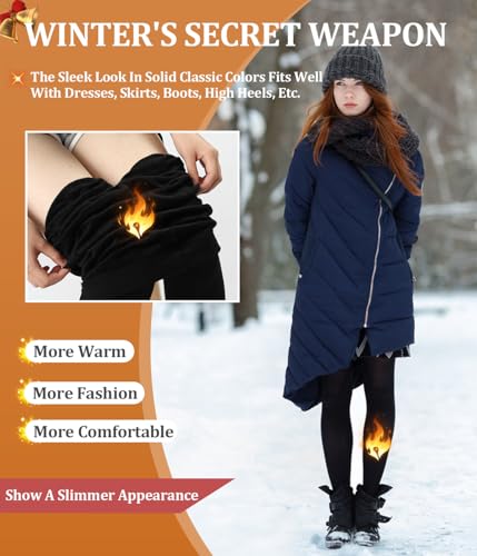 Image of MERYLURE Winter Warm Fleece Lined Tights for Women, Opaque Thermal Pantyhose, High Waisted Control Top Leggings
