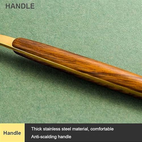 Image of aDai 10 pcs Golden Flatware Cutlery Set - Stainless Steel with Wooden Handle Tableware Set - 4 Spoons, 4 Forks & 2 Steak Knife