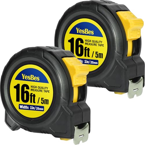 Tape Measure 16 ft 2 Pack Easy Read Measurement Tape Self-Locking Measuring Tape Retractable 1-Inch Wide x 16 ft