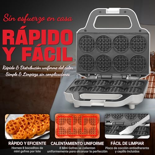 Miniatura 4 de Mini Máquina Para Hacer Gofres Sugarwhisk, Plancha Para Hacer Gofres Pequeñitos Para Niños, Hornea Gofres Pequeñitos De 8 X 5cm, Pequeña Máquina Para Hacer Gofres, Compacta Y Fácil De Usar, Superficie