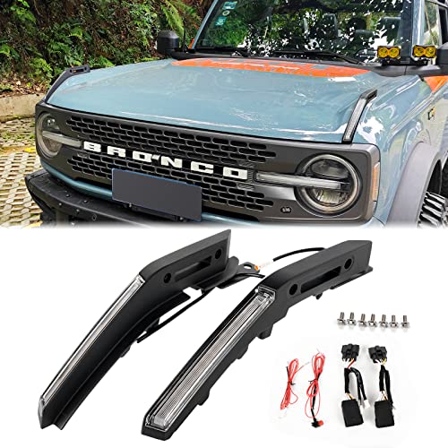 Hood Trail Sights Cover Side Marker Lights Turn Signal Lights For Ford Bronco Accessories 2021 2022 2023, 2Pcs #TOP22