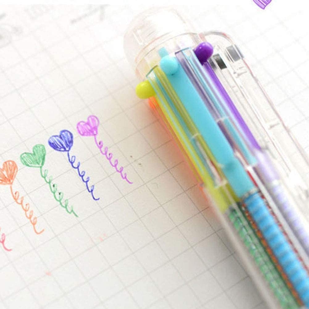 Ballpoint Pen Multicolor 6-in-1 Retractable Rollerball Multicolor Pen Transparent Ballpoint Pen Office School Supplies Student Children Gift Multifunctional — view 2