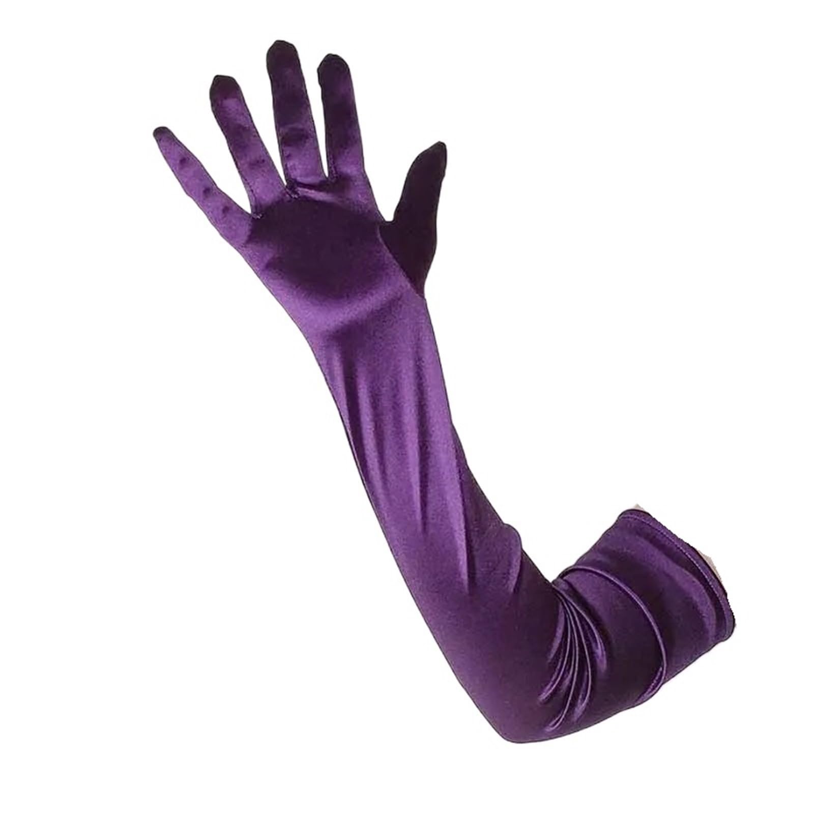 2 paia di guanti da donna for abito sposa con dita intere, trucco elastici in raso lungo 55 cm Per Feste E Balli