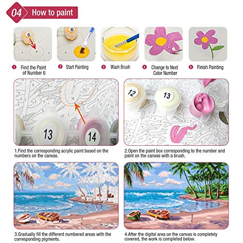 Toudorp Malen nach Zahlen Tiere DIY Acrylmalerei-Kit - 40 cm x 50 cm Buntes Löwenmuster Malen nach Zahlen mit 3 Pinseln… – Bild 6