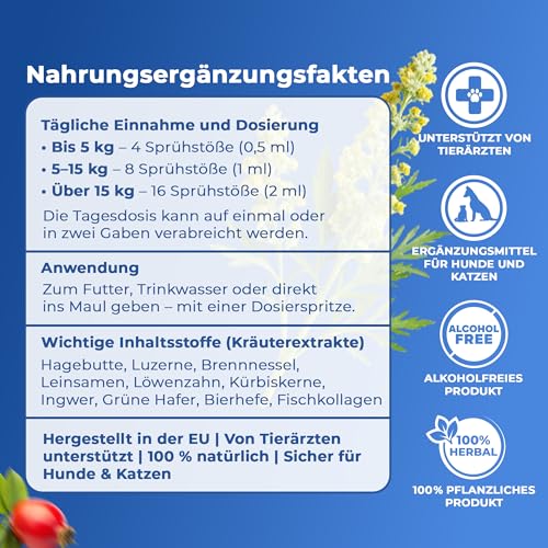 PAW2PAW Health Protect 7‑in‑1 Spray Hunde & Katzen – Immunsystem, Verdauung, Leber, Stoffwechsel, Haut & Fell, Energie, Stress – mit Kollagen & Kräutern – neutraler Geschmack – 30 ml, 200+ Sprühstöße