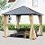 Aoodor 10 x 10 ft. Wooden Finish Coated Aluminum Frame Gazebo with Hardtop Roof, Outdoor Gazebos with Curtains and Nettings, for Patio Backyard Deck and Lawns