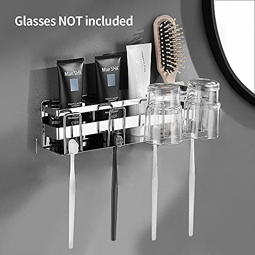 Homelia Toothbrush Holder For Bathroom With Toothpaste Holder - All-In-One Wall Mounted - Organized For House Decor (Black, 2 Person) #TOP6