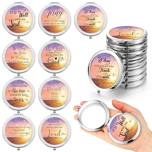 Jetec 12 Pieces Compact Mirrors Bulk Gifts Mini Vintage Pocket Mirrors for Purse Small Portable Folding Round Makeup Stuffs for Travel Daily Use Party Favors Women (Classic Colors)