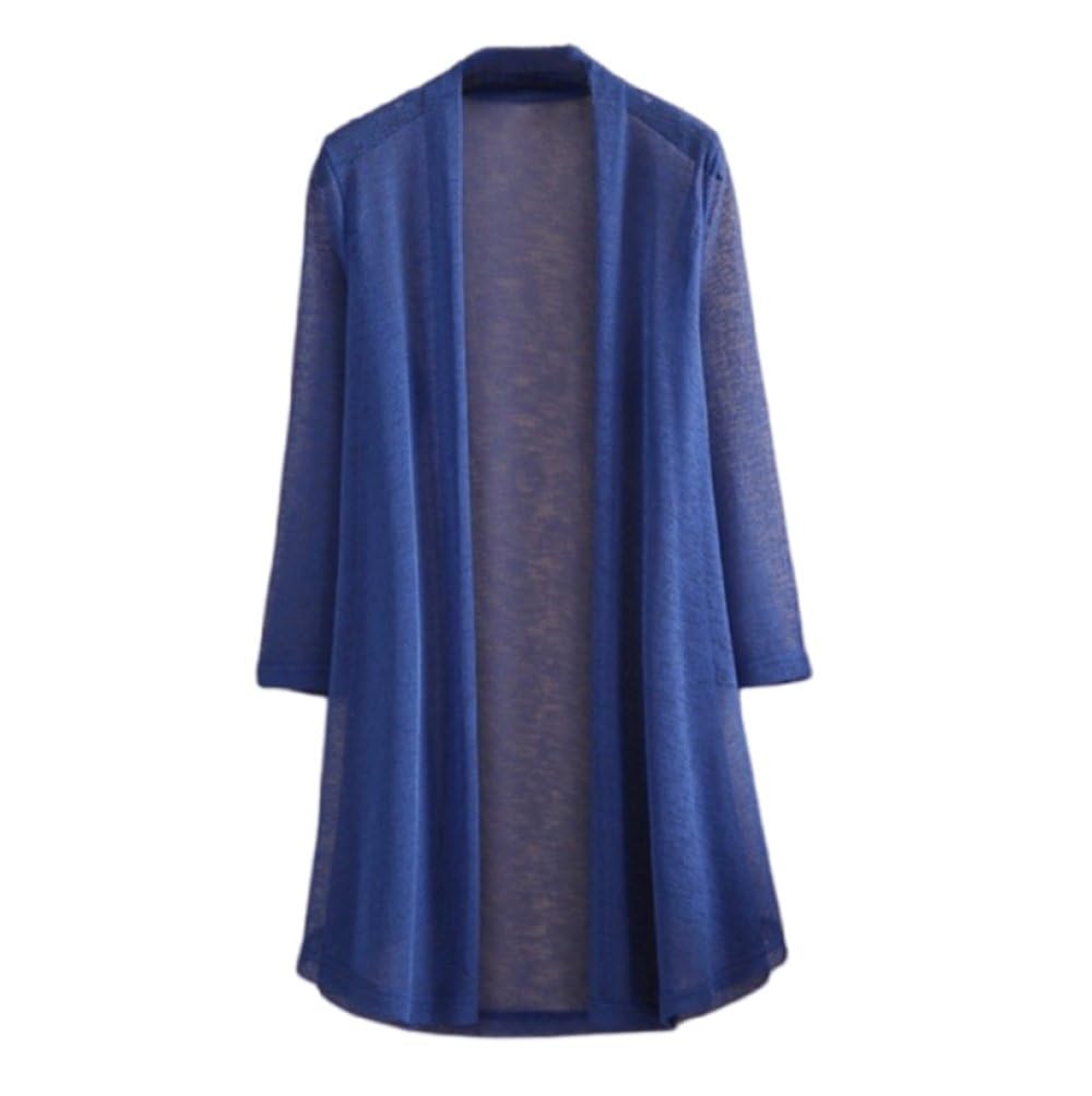 Shrug Womens Bolero Cardigan,Women'S Long Cardigan Long Sleeves Loose Plain Soft See-Through Cardigan Jacket Summer Long Open Front Kimono Kaftans Shrug Bolero Swimsuit Cover-Up For Dresses,Blue,M