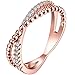 BOHG Jewelry Women's 18k Rose Gold Plated Cubic Zirconia Cz "X" Criss Cross Eternity Ring Wedding Band Size 8