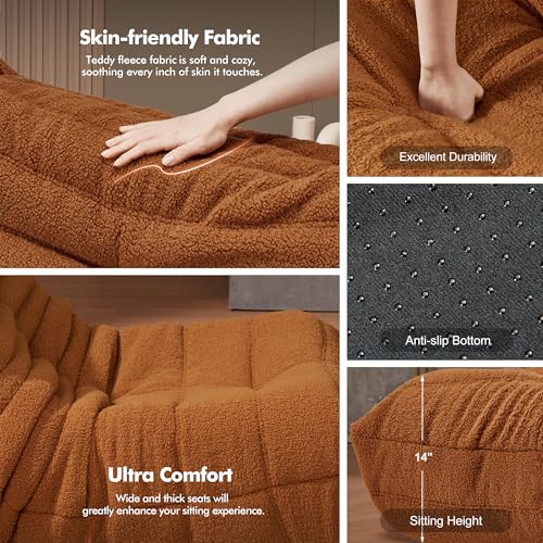 Image of Bean Bag Chair Big Sofa Beanbag Chair for Adults Fireside Chair Bean Bag Lounger with Memory Foam Filled for Home,Apartment or Gaming Venue(Brown Teddy)
