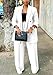 LROSEY Spring Women's 2 Piece Casual Outfits Long Sleeve V Neck Blazer Jackets High Waisted Wide Leg Pants Suit Sets White