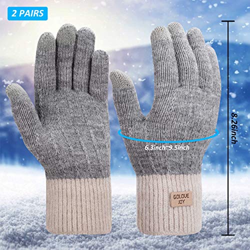 Dames winterhandschoenen 2 paar vrouwen warm touchscreen katoen kort gebreide wanten voor typen rijden zwart + grijs - Image 7
