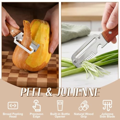 Image of Vegetable Peeler Stainless Steel Julienne Peeler with Dual Blade Head Handheld Kitchen Tool (3-in-1 Zero Snag Peeler 2pcs)